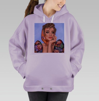 Девушка в ожидании весны задумчивая перспектива на плечах, Hoodie Oversize Fiolet