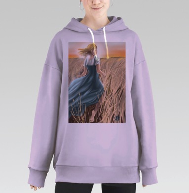 Девушка в пшеничном поле на закате Девушка в поле, Hoodie Long Oversize Fiolet