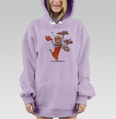 Девушка в русском костюме с пирожками и чаем поздравляет гостей, Hoodie Mjhigh Dig Mel, Fiolet, утепленная