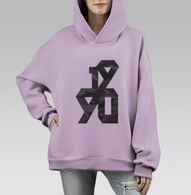 Девяностый, Hoodie Mono Fiolet, оверсайз, утепленная