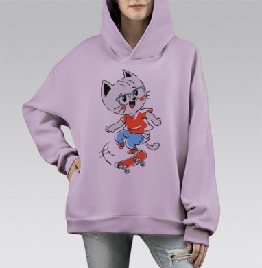 Джэт Кэт, Hoodie Mono Fiolet, оверсайз, утепленная