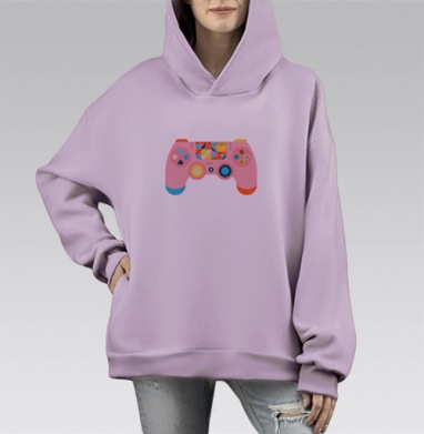 Джойстик, Hoodie Mono Fiolet, оверсайз, утепленная