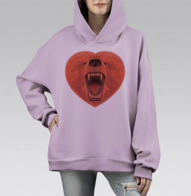 Дикая любовь, Hoodie Mono Fiolet, оверсайз, утепленная