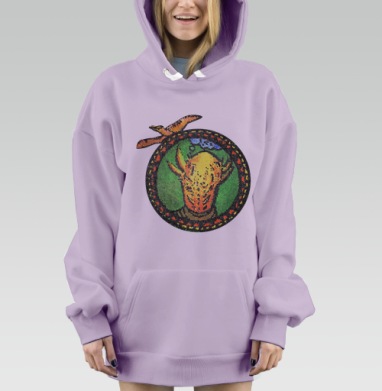 Динозавр стигимолох на черном фоне,витраж, Hoodie Mjhigh Dig Mel, Fiolet, утепленная