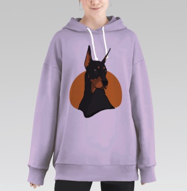 Доберман Красивый пес, Hoodie Long Oversize Fiolet
