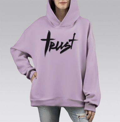 Доверяй, Hoodie Mono Fiolet, оверсайз, утепленная