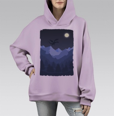 ДраконНадГорами, Hoodie Mono Fiolet, оверсайз, утепленная
