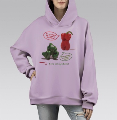 Два перца, Hoodie Mono Fiolet, оверсайз, утепленная