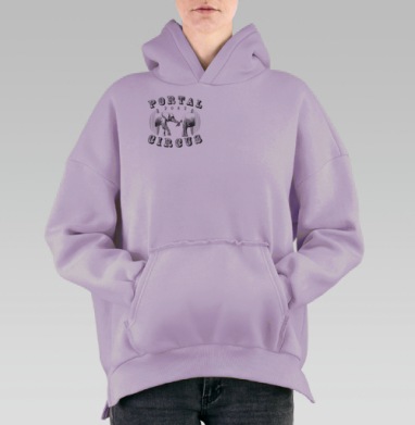 Два слона переходят сквозь портал в цирке будущего 2082, Hoodie Oversize Fiolet, утепленная