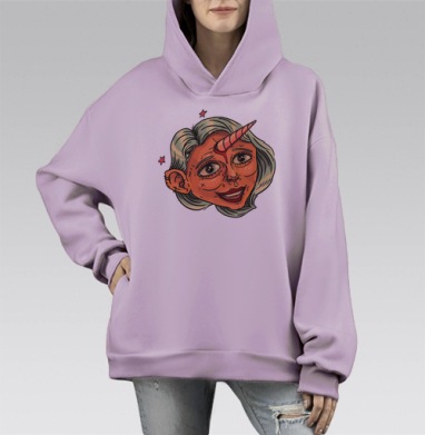 Единорог, Hoodie Mono Fiolet, оверсайз, утепленная