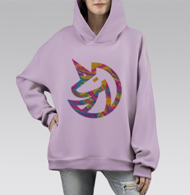 Единорог Yoo в цвете, Hoodie Mono Fiolet, оверсайз, утепленная