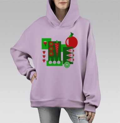 Эко - город, Hoodie Mono Fiolet, оверсайз, утепленная