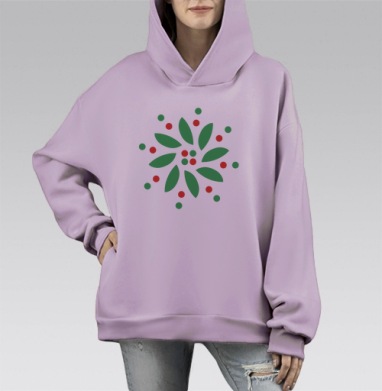 Экологический узор, Hoodie Mono Fiolet, оверсайз, утепленная