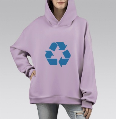 Экологическое возобновление ресурсов символ, Hoodie Mono Fiolet, оверсайз, утепленная