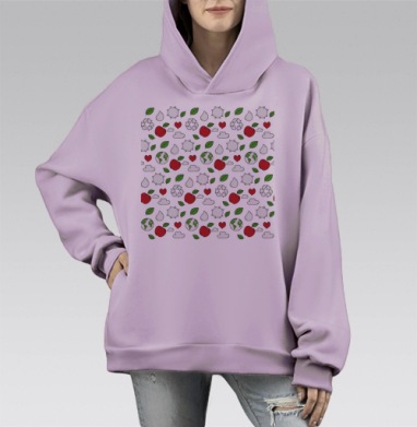Экология любви, Hoodie Mono Fiolet, оверсайз, утепленная