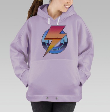 Энергия Молнии Кирпичный Закат Синие Круги, Hoodie Oversize Fiolet