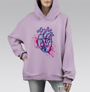 Это был я, Hoodie Mono Fiolet, оверсайз, утепленная