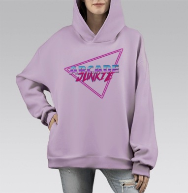 Фанат аркад, Hoodie Mono Fiolet, оверсайз, утепленная