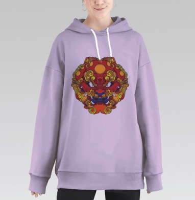 Фэн Шуй собака Фу, Hoodie Long Oversize Fiolet