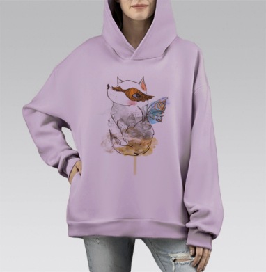 Фей, Hoodie Mono Fiolet, оверсайз, утепленная