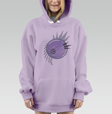 Фиолетовый глаз с ресницами и световыми бликами несмотря на серый фон, Hoodie Mjhigh Dig Mel, Fiolet, утепленная
