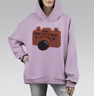Фотомишка, Hoodie Mono Fiolet, оверсайз, утепленная