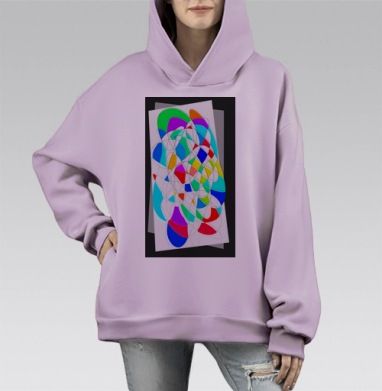 Фрактальный я, Hoodie Mono Fiolet, оверсайз, утепленная