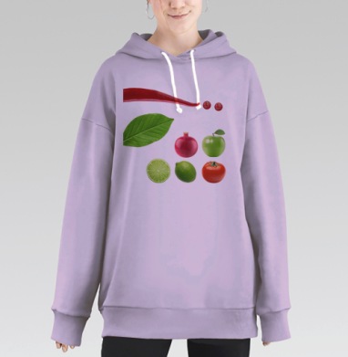 Фруктово-овощной коллаж Пятёрочка, Hoodie Long Oversize Fiolet