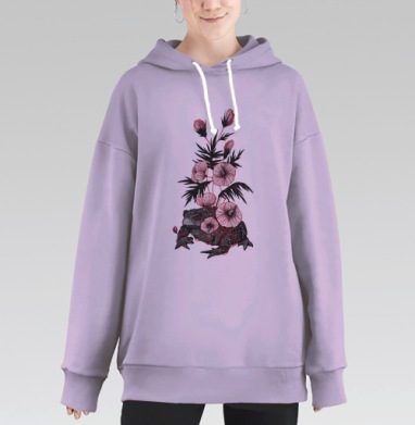 Жаба и цветах, Hoodie Long Oversize Fiolet