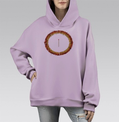 Жаркий огонь, Hoodie Mono Fiolet, оверсайз, утепленная