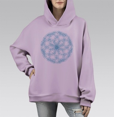 Геометрический узор из эллипсов и окружностей, Hoodie Mono Fiolet, оверсайз, утепленная