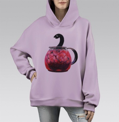 Живу в холодильнике, Hoodie Mono Fiolet, оверсайз, утепленная