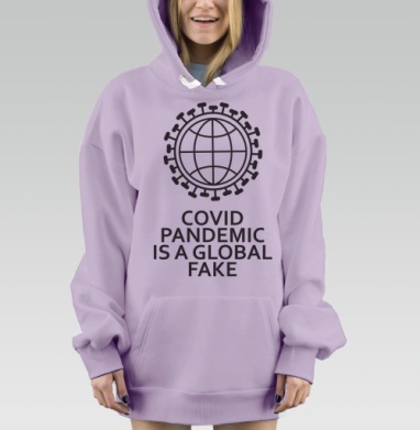 Глобальная пандемия ковид фейк мир конце, Hoodie Mjhigh Dig Mel, Fiolet, утепленная