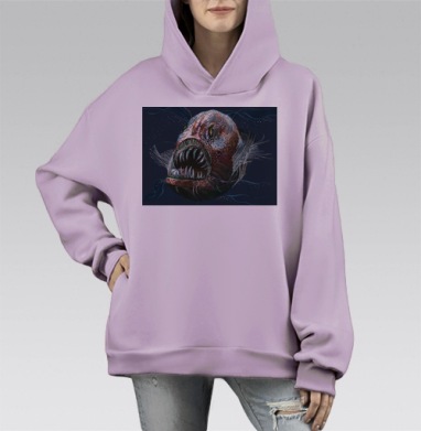 ГЛУБОКОВОДНЫЙ МОНСТР, Hoodie Mono Fiolet, оверсайз, утепленная