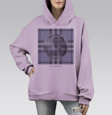 Голубика на клетчатом фоне голубика на клетчатом фоне, Hoodie Mono Fiolet, оверсайз, утепленная