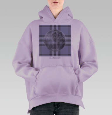Голубика на клетчатом фоне голубика на клетчатом фоне, Hoodie Oversize Fiolet, утепленная