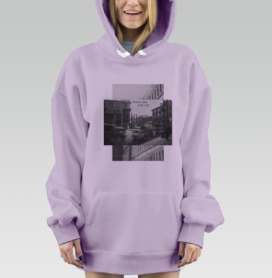 Городская улица пробка дым равнодушие жизни, Hoodie Mjhigh Dig Mel, Fiolet, утепленная