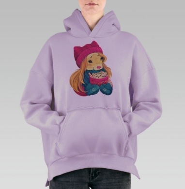 Горячий шоколад, Hoodie Oversize Fiolet, утепленная