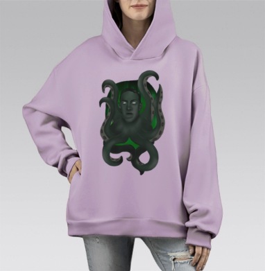 Говард Лавкрафт, Hoodie Mono Fiolet, оверсайз, утепленная