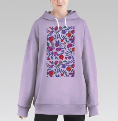 Гранатовый узор, Hoodie Long Oversize Fiolet
