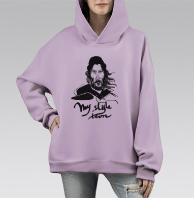 Икона стиля, Hoodie Mono Fiolet, оверсайз, утепленная