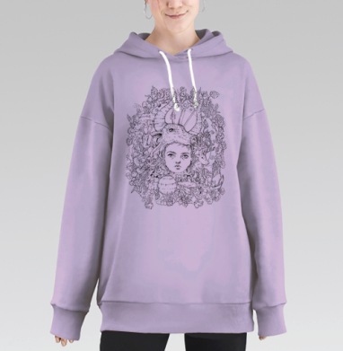 Иллюстрация, Hoodie Long Oversize Fiolet