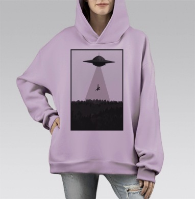 Инопланетное похищение, Hoodie Mono Fiolet, оверсайз, утепленная