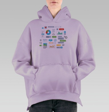 Интерактивные элементы интерфейса с иконками кнопками окнами, Hoodie Oversize Fiolet, утепленная