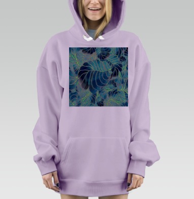 Изумрудные тропики и неоновые листья незабываемые детали искусства, Hoodie Mjhigh Dig Mel, Fiolet, утепленная