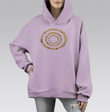 Каллиграфия золото, Hoodie Mono Fiolet, оверсайз, утепленная