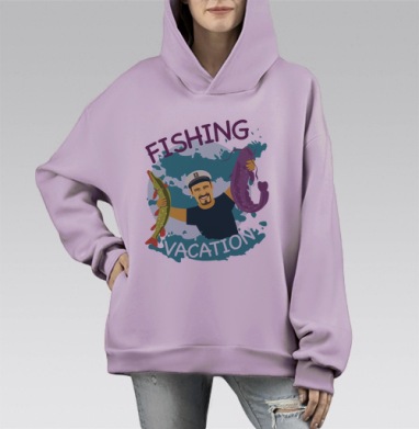 Каникулы рыбака, Hoodie Mono Fiolet, оверсайз, утепленная