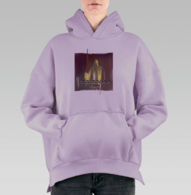 Кибермертвый скелет цифровой стиль на бордовом фоне 2001, Hoodie Oversize Fiolet, утепленная