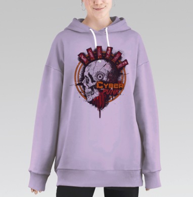 Киберпанк Взгляд Технологического Бунта, Hoodie Long Oversize Fiolet