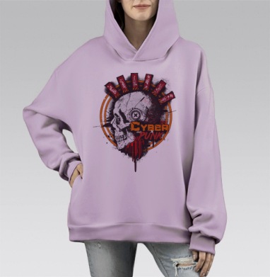 Киберпанк Взгляд Технологического Бунта, Hoodie Mono Fiolet, оверсайз, утепленная